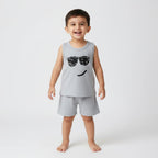 Baby Boys Summer Tank Top & Shorts Set – Cute Sunglasses Print Cotton Outfit