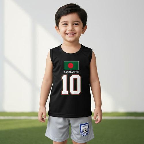 Bangladesh #10 Kids Cotton Sports Set | Tank Top & Shorts