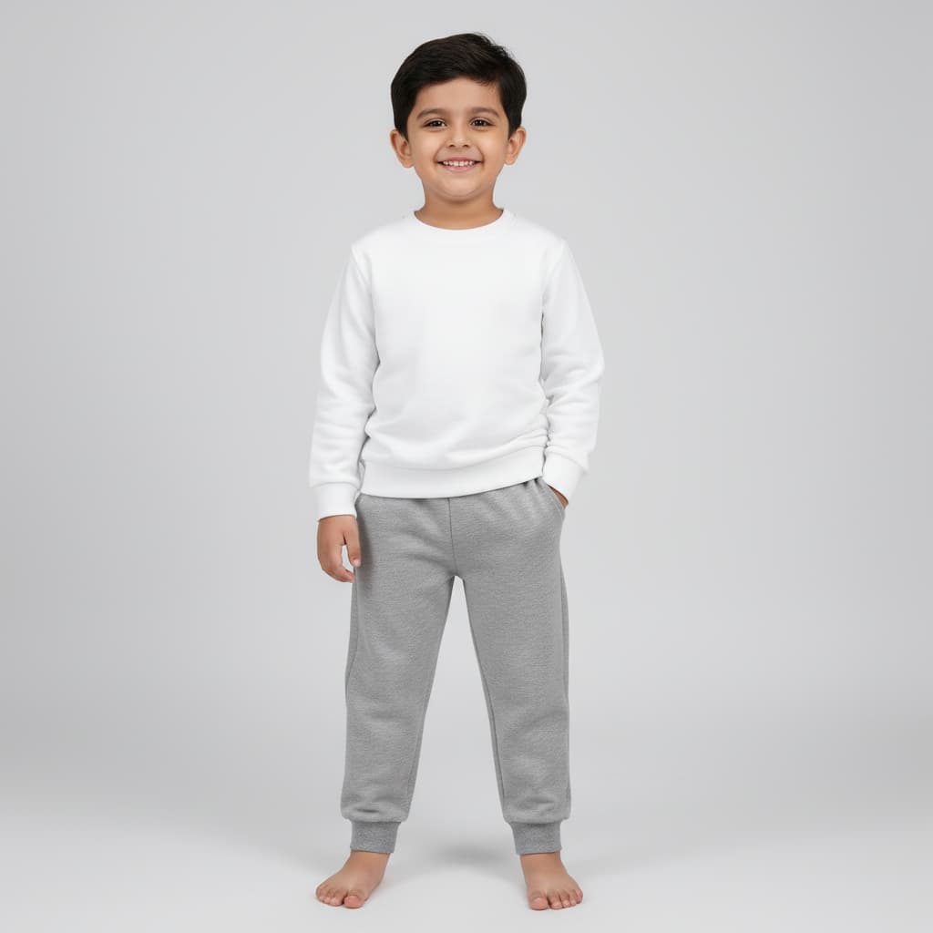 Gray Joggers for Kids – Soft Winter Fleece Pants (6M–6Y)