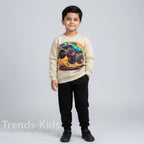Race car Sweatshirt khaki with black joggars – Trends-Kids