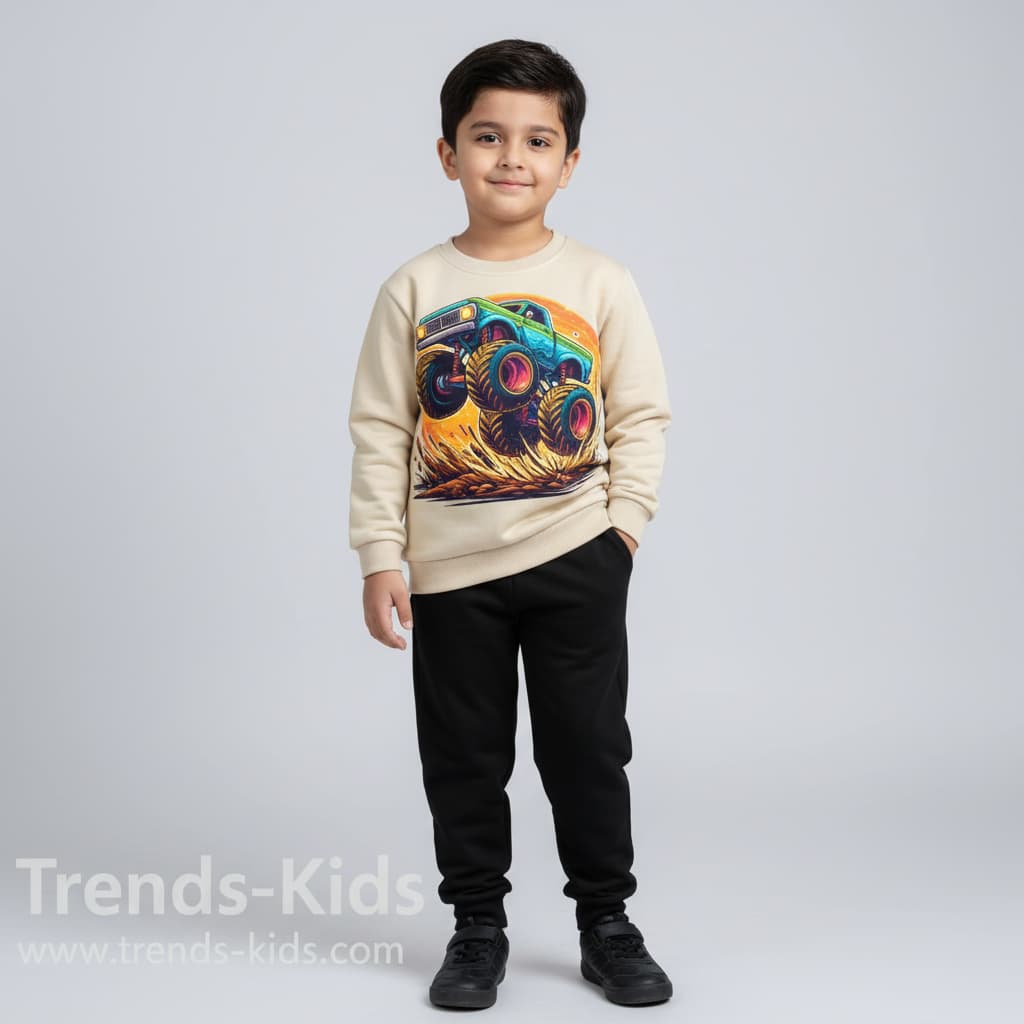 Race car Sweatshirt khaki with black joggars – Trends-Kids