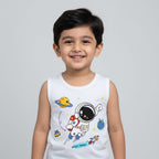 Baby & Kids White Sleeveless Tank Top | Astronaut Space