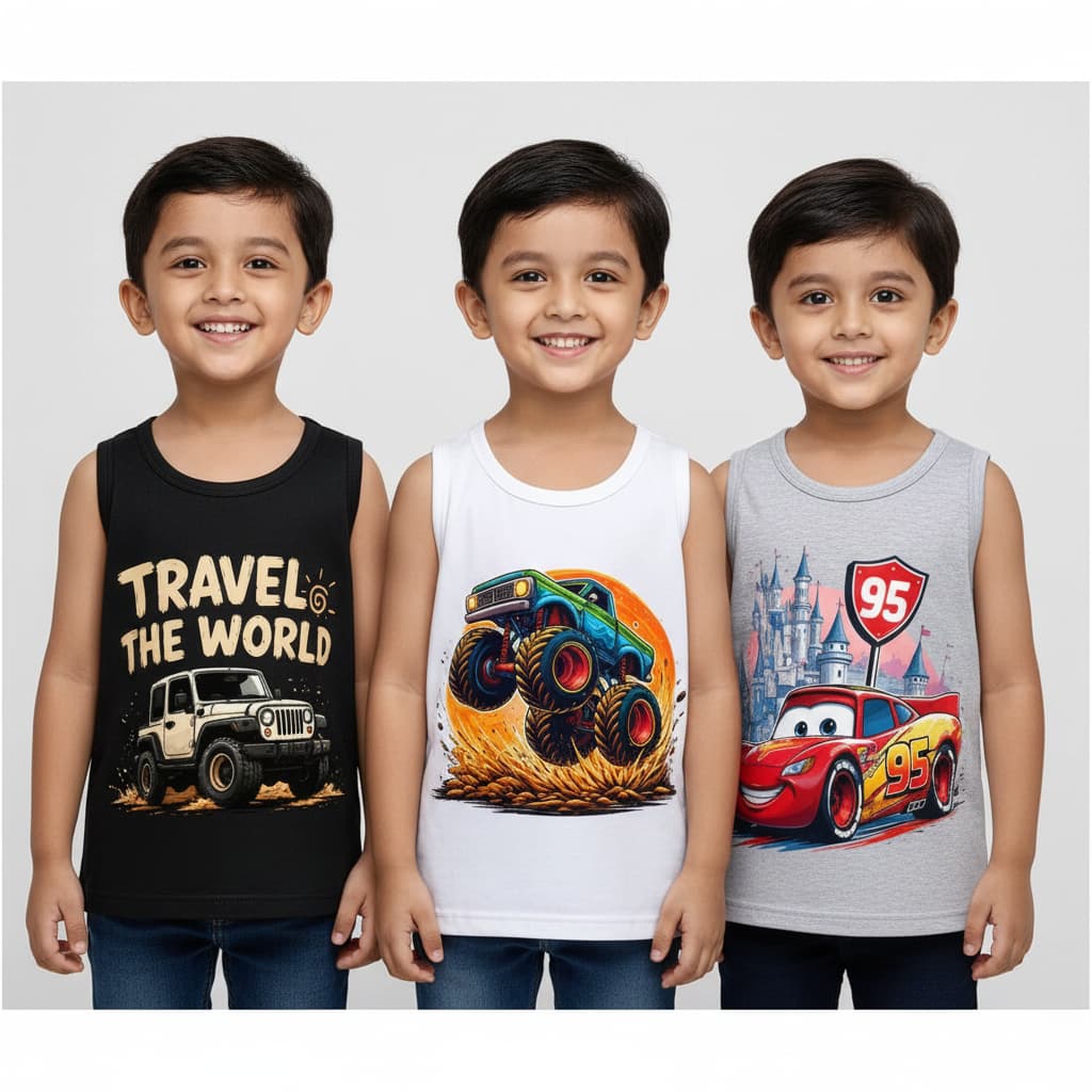 Monster Truck, Racing  & Off-Road Adventure Tank Tops 3-Pack | TT3C-CAR-MIX