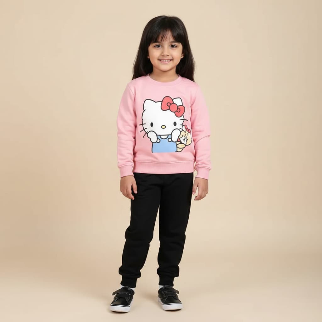 Doll Kids Boys & Girls Pink Sweater And Trousers Black  Two-Piece Sets