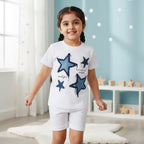 Star Print Kids Premium T-Shirt & Basic Shorts Set –  Cotton Summer Outfit