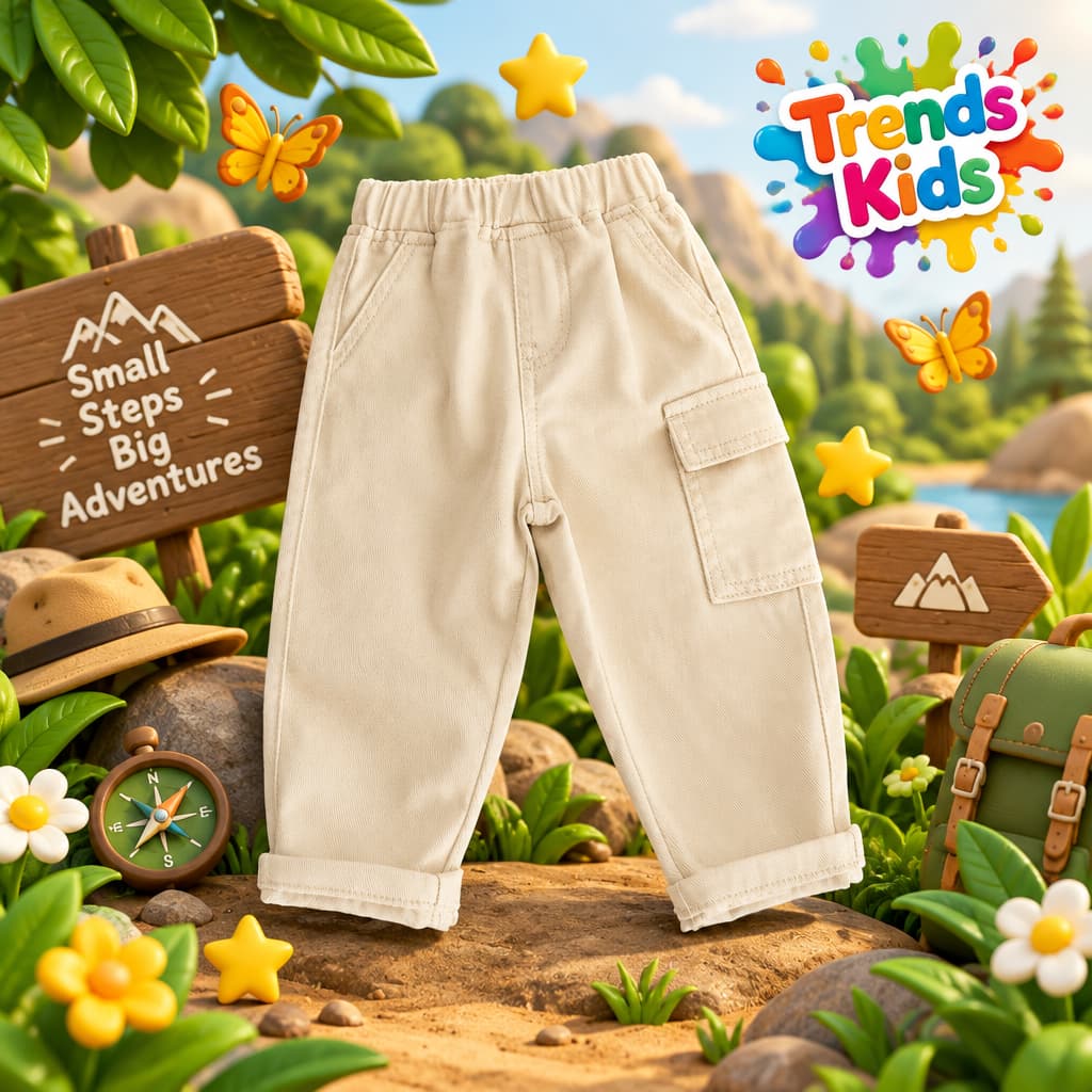 Beige/Cream Cargo Pants – Style Mobile Pockets | Trends-Kids