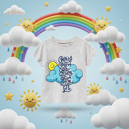Basic Baby & Kids Grey T-Shirt Bangla Quote Print BTG1