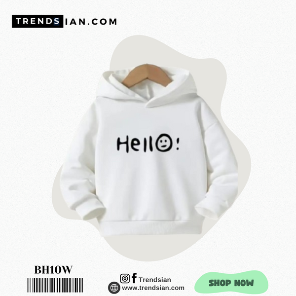 Hello White Hodded Kids Boys & Girls BH10W