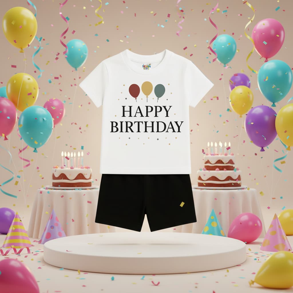 Happy Birthday Kids T-Shirt & Shorts Set | Soft Cotton DT13