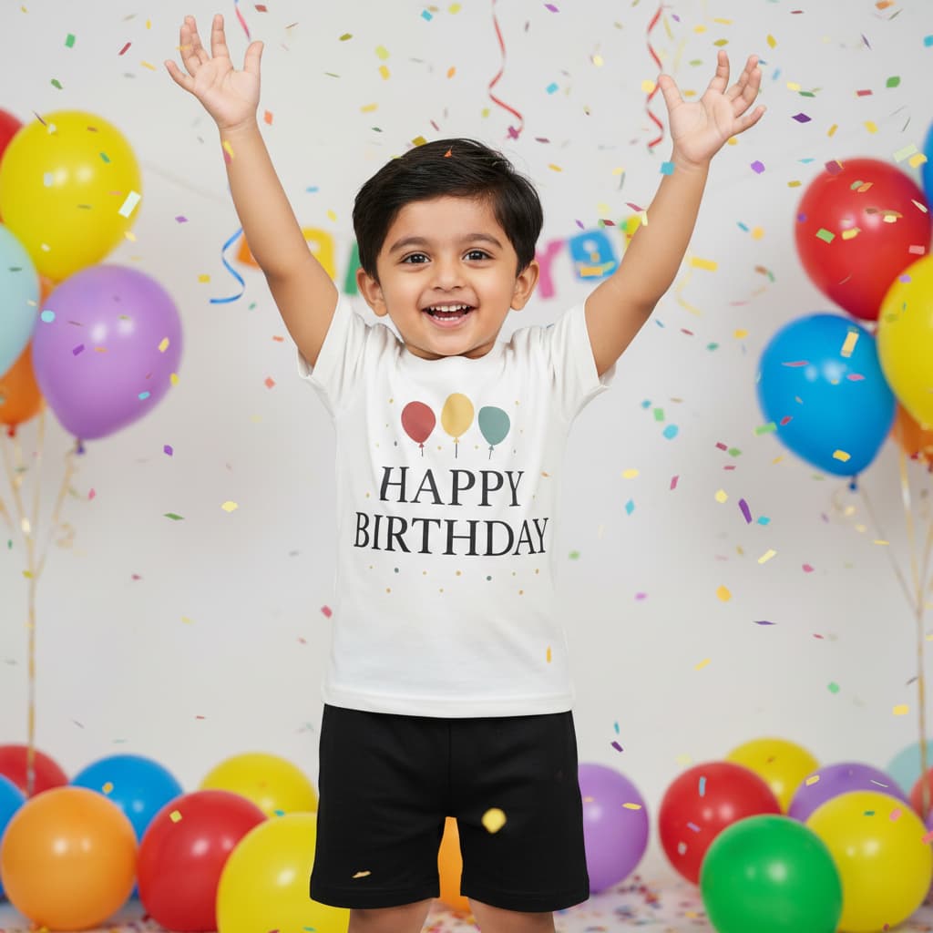 Happy Birthday Kids T-Shirt & Shorts Set | Soft Cotton DT13