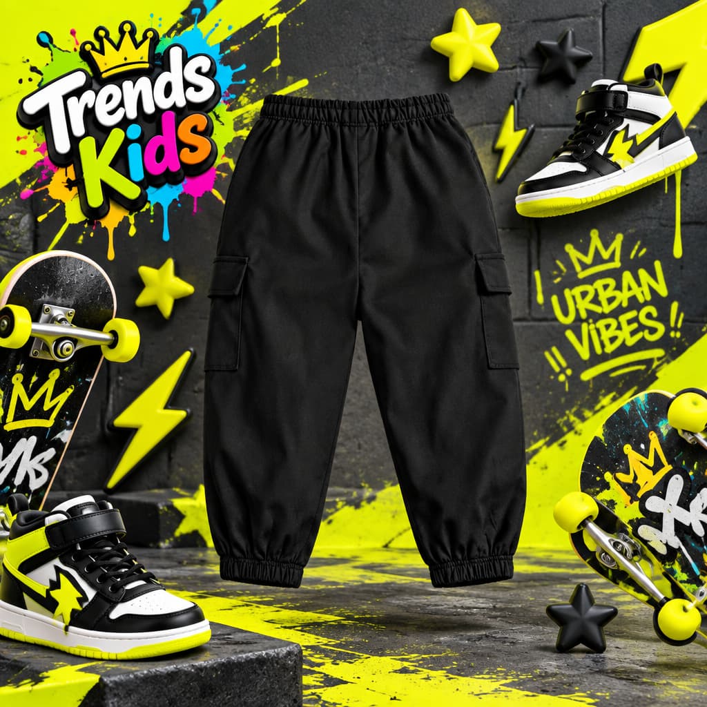 Black Cargo Jogger Pants – Mobile Pockets | Trends-Kids