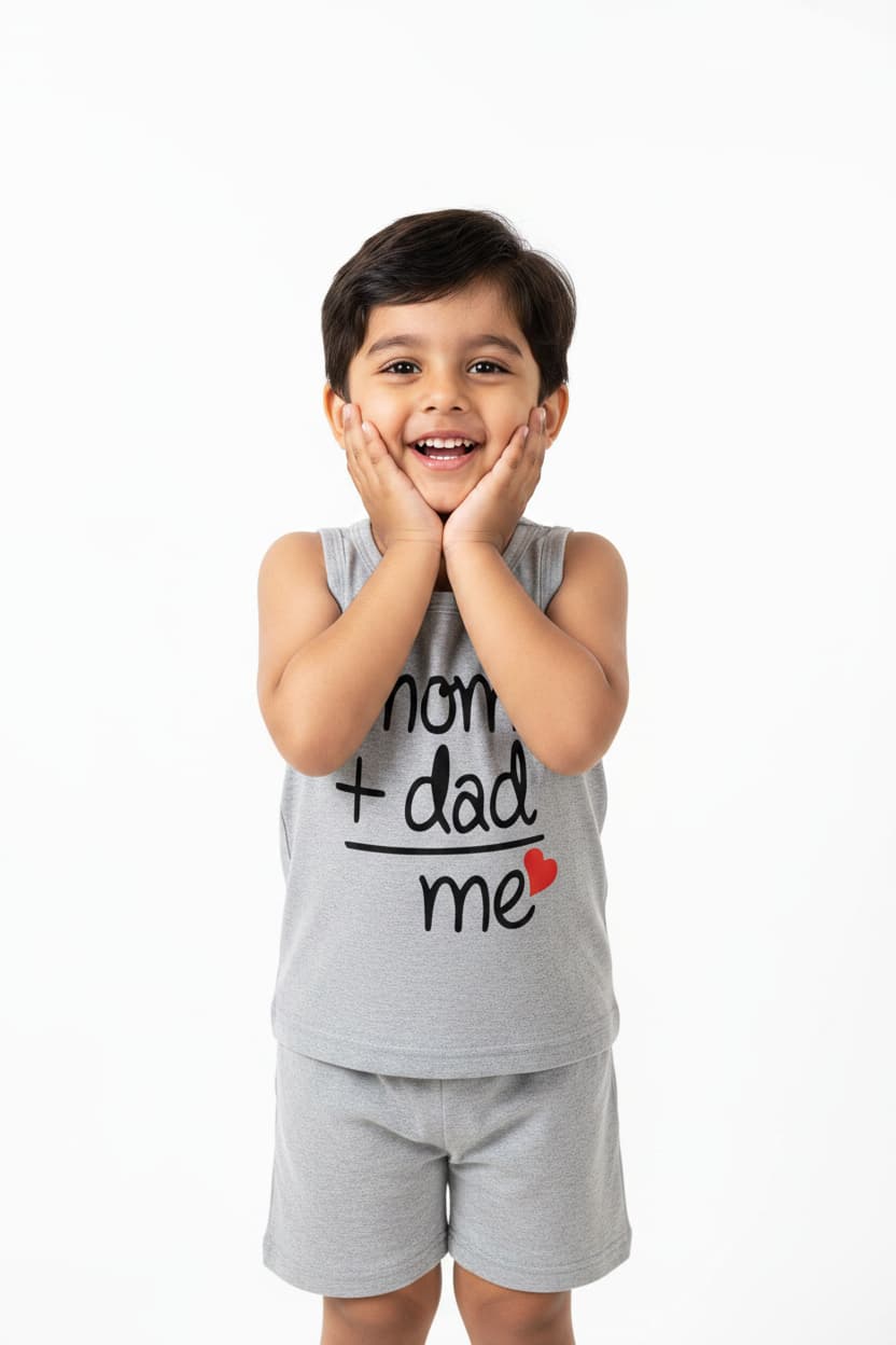 Kids Mom + Dad Tank Top Cute Baby Sleeveless Tee | TT-MOMDAD-GRY