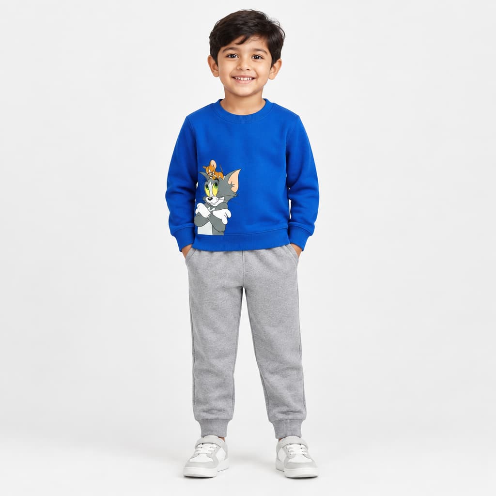 Royal Blue Sweatshirt & Grey Jogger Set Premium Cotton Stylish