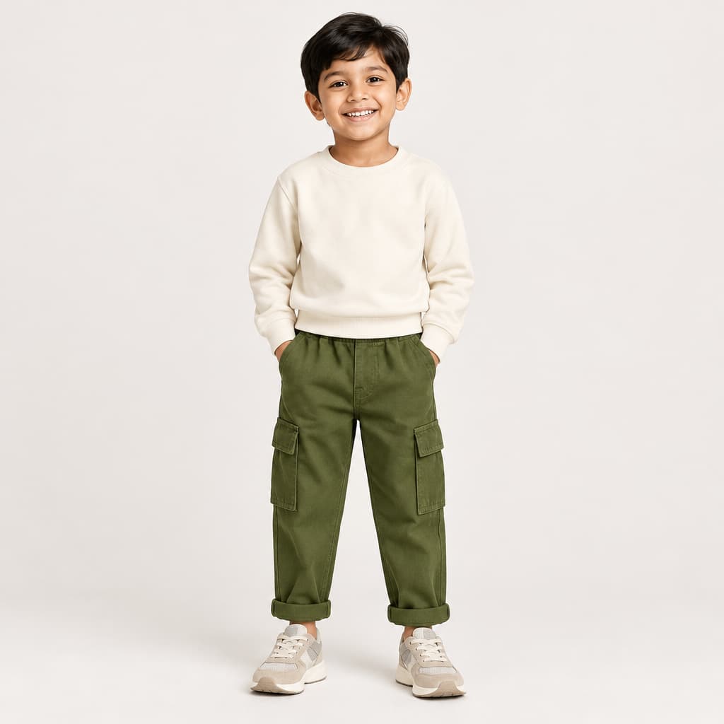 Olive Color Cargo Pants – Style Mobile Pockets | Trends-Kids (Copy)