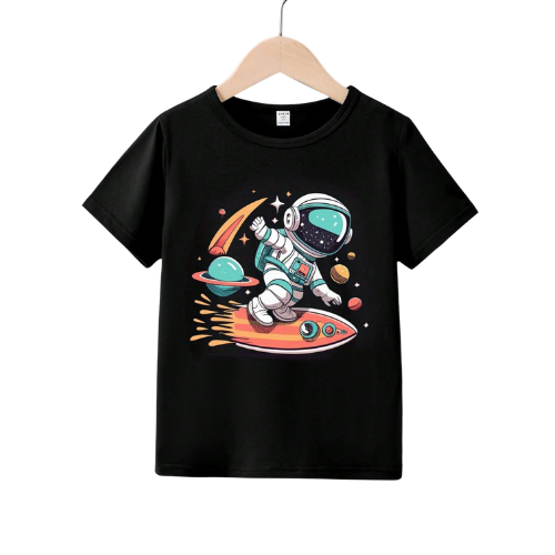 Baby & Kids Black T-Shirt | Astronaut Space Print  BTB17