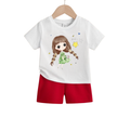 Cute Baby Girl Cartoon Cute Baby Girl Cartoon Basic T-Shirt Set