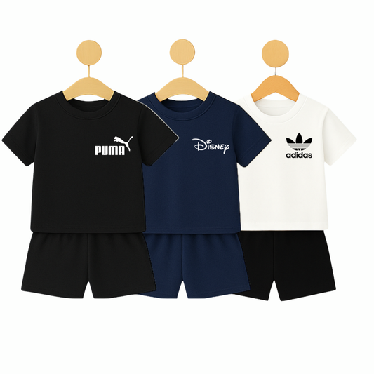 TRENDS KIDS Logo-Style Cotton T-Shirt & Shorts Set