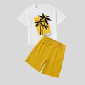 Baby & Kids White T-Shirt & Yellow Shorts Set Palm Tree BTSW16