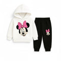 White Hoodie, Black jogger and  Pink-bow cartoon-Boys & Girls