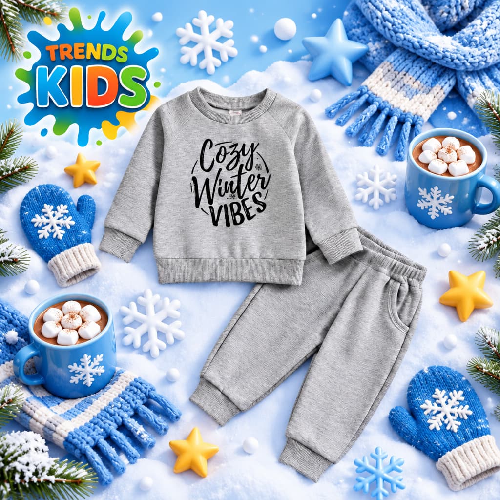 Cozy Winter Vibes Set (BHN-124) | Kids Sweatshirt & Jogger