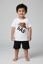Premium Kids “DAD” Print T-Shirt (White) – Soft Cotton | TS-PRM-DAD