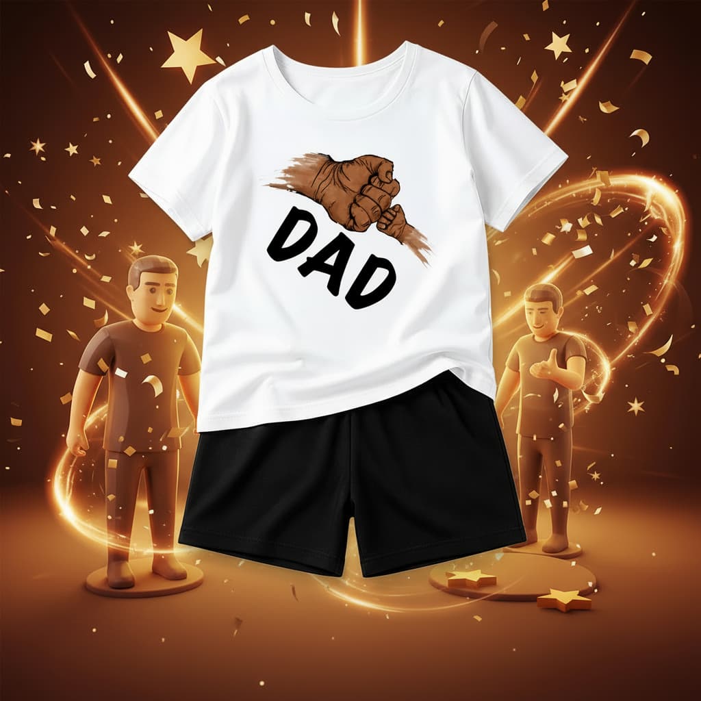 Premium Kids “DAD” Print T-Shirt (White) – Soft Cotton | TS-PRM-DAD
