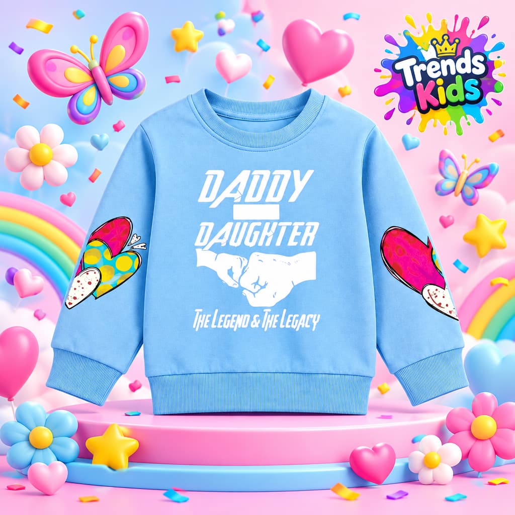 Daddy & Daughter Sky Blue Sweatshirt |  Baby Girls & Kids Sweatshirt
