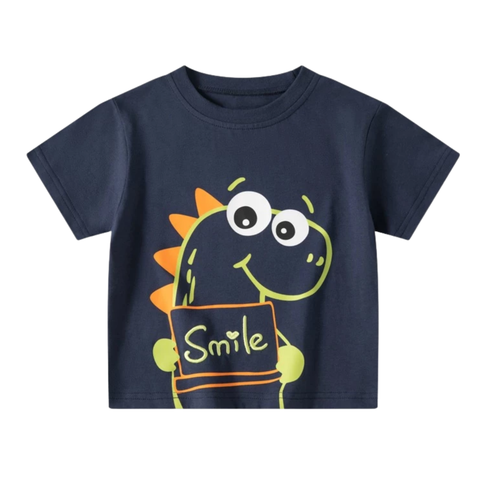 Premium Cotton Kids T-Shirt – Cute Dinosaur “Smile” Print | Soft & Comfortable Summer Tee DTND