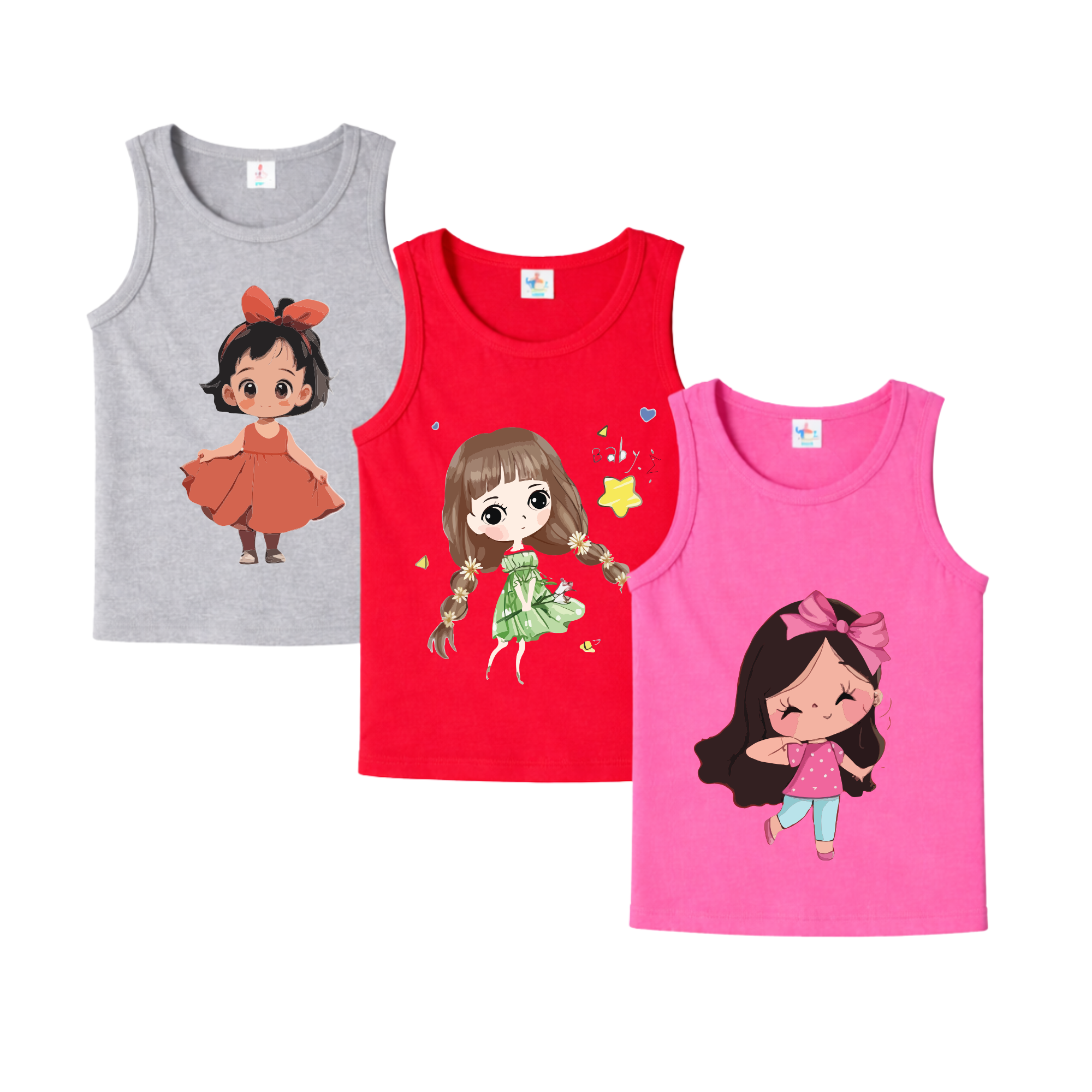 Girls  Cotton Cartoon Print Tank Top – Baby Girl Summer Sleeveless Shirt