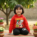 লাল হুডি ও কালো প্যান্ট সেট | Cartoon Red Hooded & Black Jogger Two-Piece
