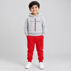 Kids Premium Hoodie & Jogger Set – Grey & Red California Print | Trends-Kids HBGGRPS