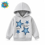 Blue Star Patch Kids Hoodie – Grey | Winter Soft Fleece | BHG-717