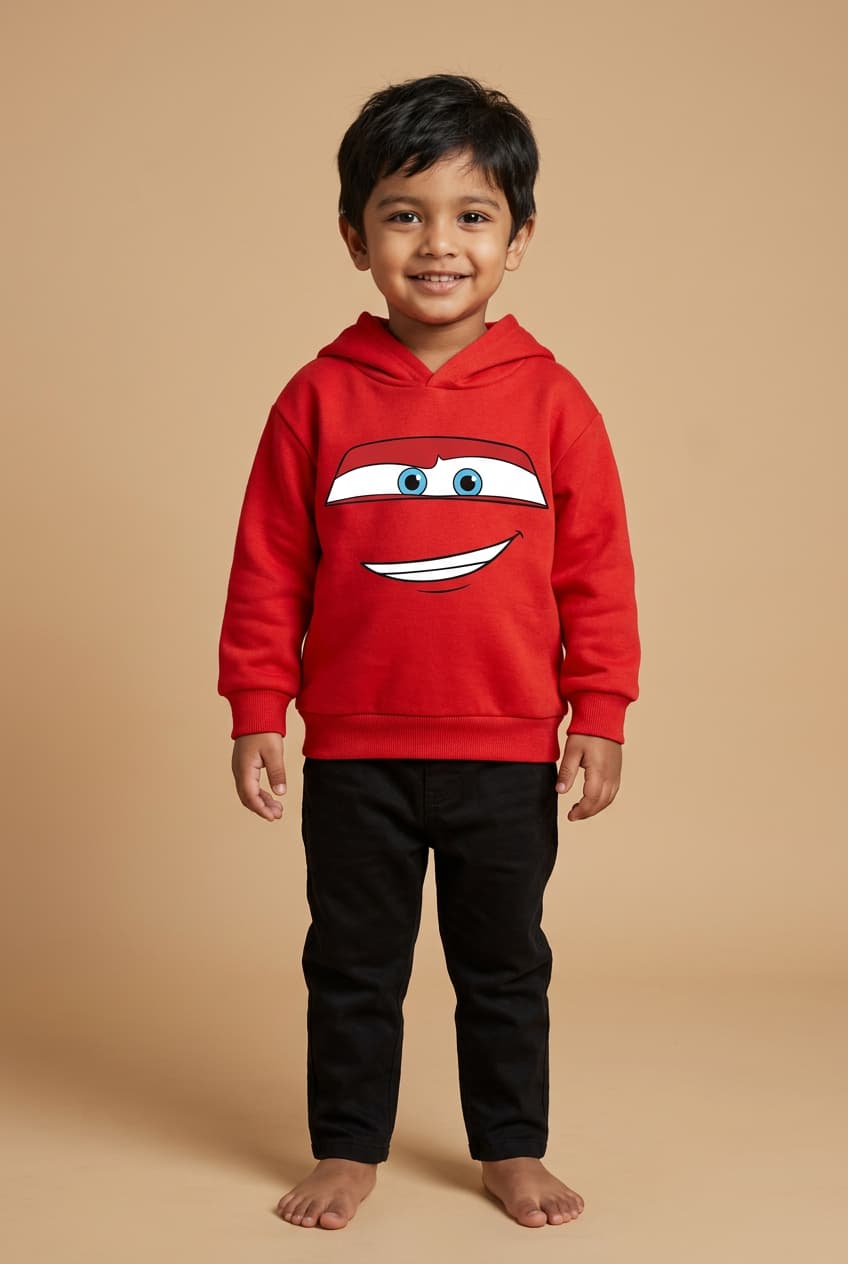 Red Cartoon Face Kids Hoodie – Trends Kids