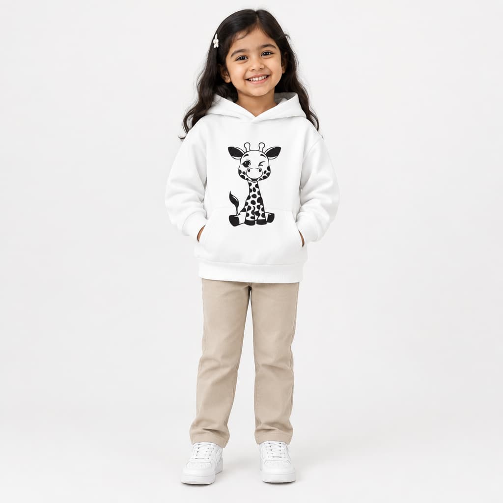 Giraffe Hooded Kids Boys & Girls Premium Quality White