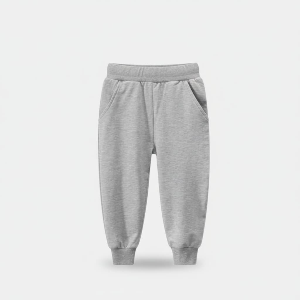 Gray Joggers for Kids – Soft Winter Fleece Pants (6M–6Y)