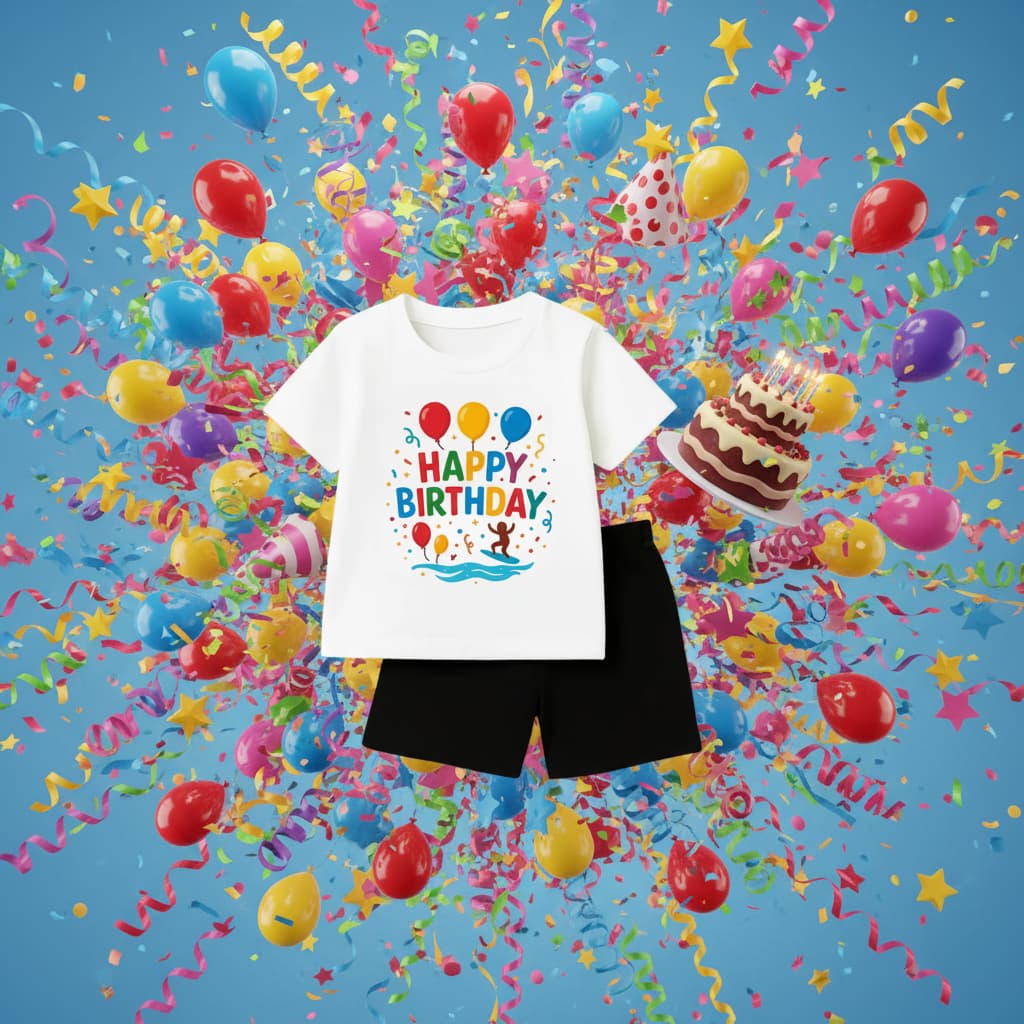 Birthday Special Kids Outfit –Premium Cotton T-Shirt White  DT914