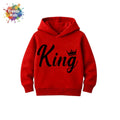 Red Kids Hoodie – KING Print with Crown | Premium Cotton Winter Wear