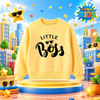 Yellow Kids Sweatshirt – “Little Boss” Print | Premium Cotton Winter Wear