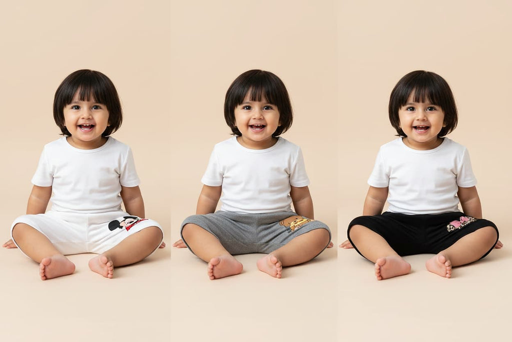 3-Pack Basic girls' Cotton Shorts  - Carton  Prints | TRENDS KIDS
