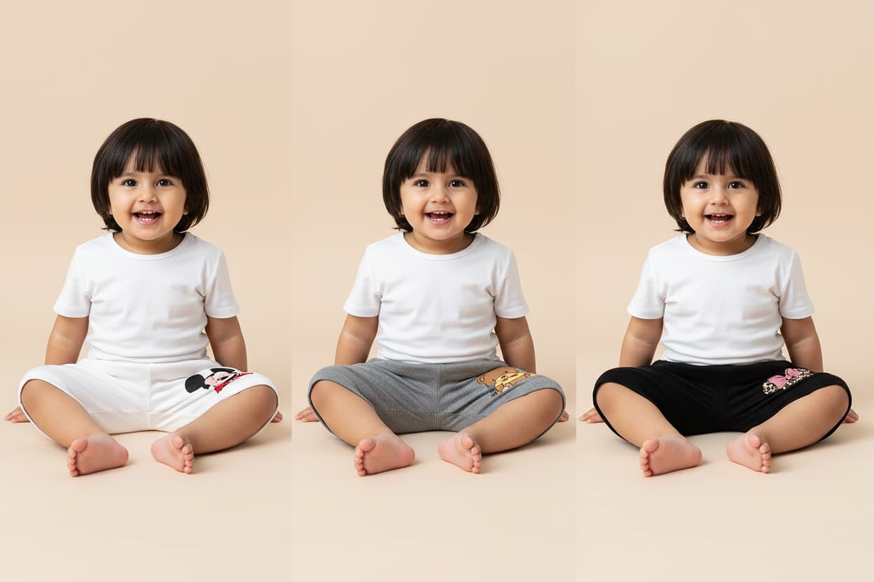 3-Pack Basic girls' Cotton Shorts  - Carton  Prints | TRENDS KIDS