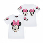 Front & Back Print Cute Girl face with pink bow –  Girls Premium Cotton T-Shirt