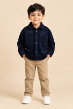 Navy Blue Corduroy Shirt Jacket for Kids