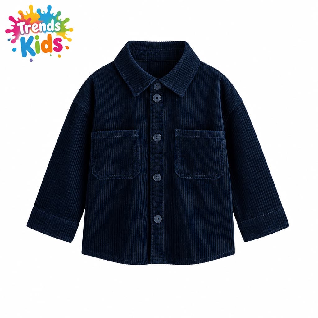 Navy Blue Corduroy Shirt Jacket for Kids