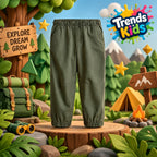 Olive Green Kids Cotton Twill Joggers  Pants | Trends-Kids