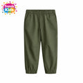 Olive Green Kids Cotton Twill Joggers  Pants | Trends-Kids