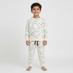 Boys & Girls Dinosaur-Print Winter Set – Terry Cotton Sweatshirt + Joggers