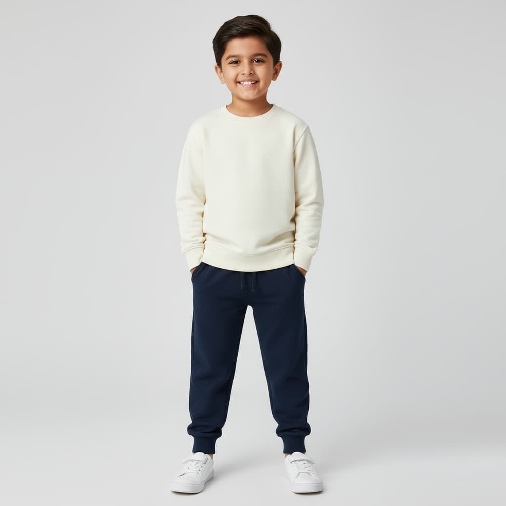 Navy Blue Joggers for Kids – Soft Winter Pants (6M–6Y)