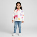 White Flower-Patterned Kids Hoodie