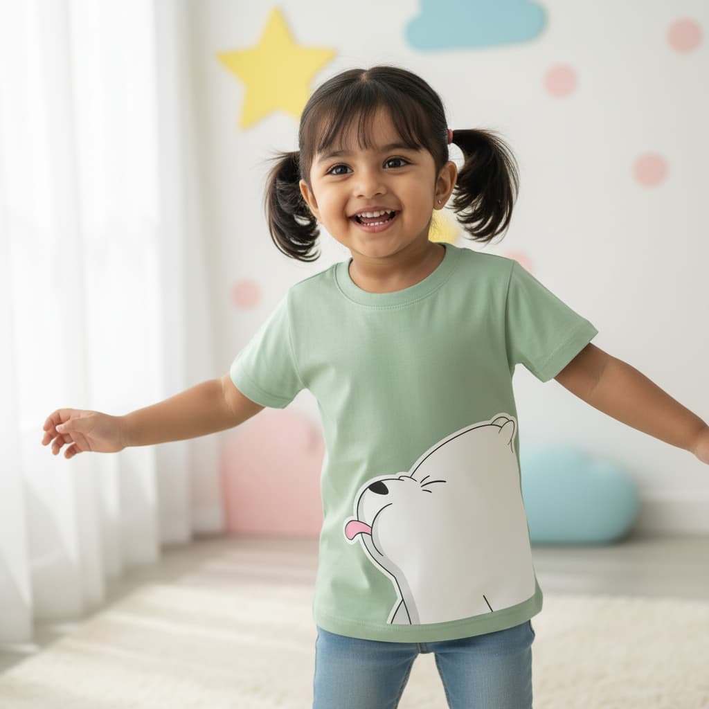 Premium T-Shirt Baby & Kids Half Sleeve T-Shirt  Mint Green DTPG1