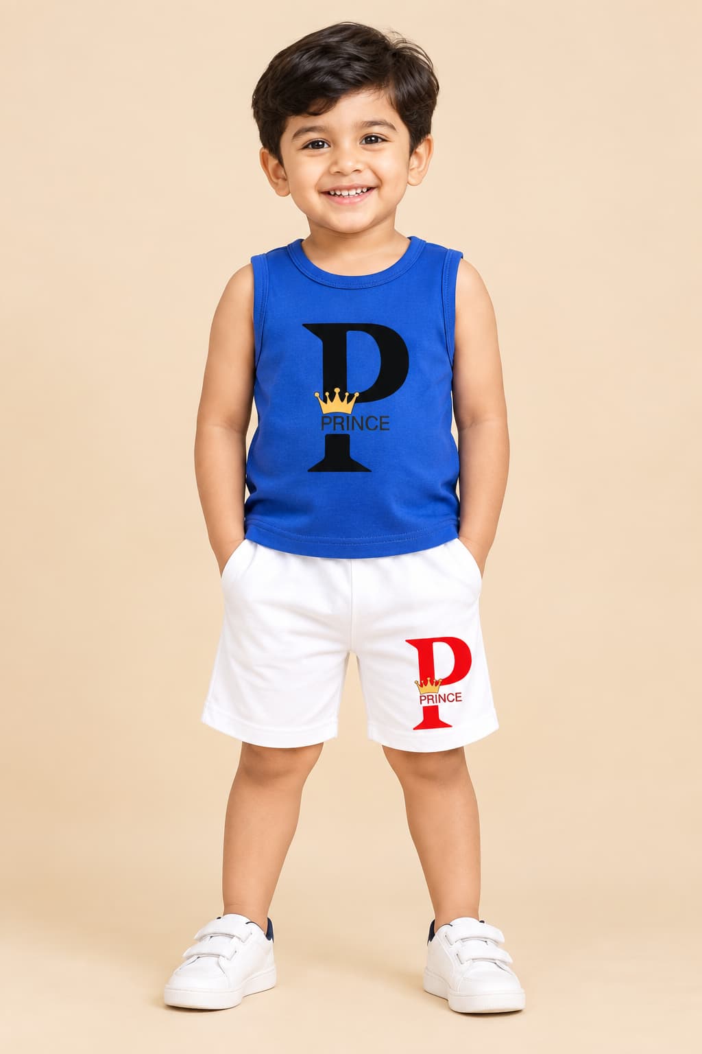 PRINCE Royal Blue Tank Top Paired with Classic White Short
